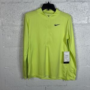 Nike Women's Dri-fit Uv Advantage Half-Zip Top - Lt Lemon Twist/black XS $85